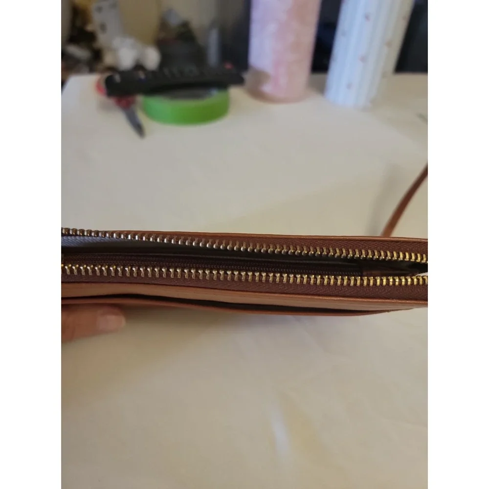 Margot Brown Zip-Around Women's Wallet, Zipper & Logo Accents, Credit Card